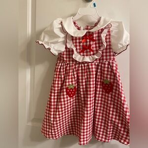 Red and White Gingham Strawberry Dress Toddler 2-3 yr